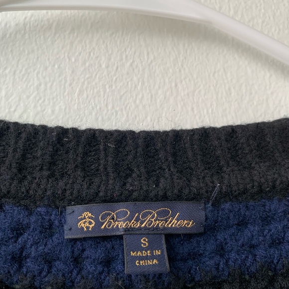 Brooks Brothers Wool Striped Stitch Sweater Blue and Black Size Small - Picture 3 of 4